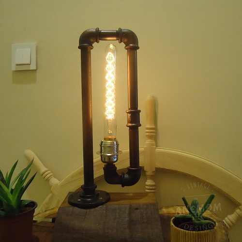 Masa Lambası Abajur Aydınlatma Endüstriyel Boru Arapuar Kablolu Masa Lambası Abajur Aydınlatma Endüstriyel Boru Arapuar Kablolu