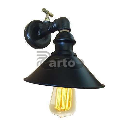Vintage Tarzı Endüstriyel Boru Çeşmeli Siyah Metal Aplik