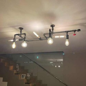 Avize Retro Tarz Su Borusu Manometre Vanalı Siyah Bakır Altın Gri