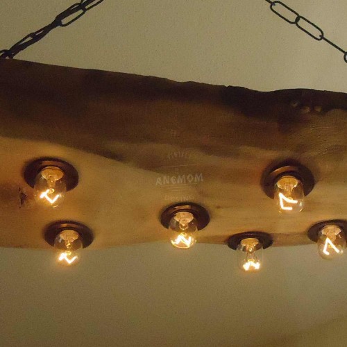 Avize Ceviz Ağacı Edison Rustik Ampüllü