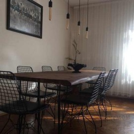 Masa Ladin Çam Ağacı Firkete Ayak Demir Sandalye