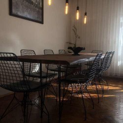 Masa Ladin Çam Ağacı Firkete Ayak Demir Sandalye Masa Ladin Çam Ağacı Firkete Ayak Demir Sandalye