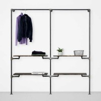 Elbise Askılığı Portmanto Dört Raflı Gardrop Duvar Tipi Su Borusu Retro Tarz Elbise Askılığı Portmanto Dört Raflı Gardrop Duvar Tipi Su Borusu Retro Tarz