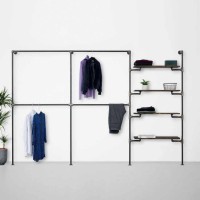 Elbise Askılığı Portmanto Üç Bölümlü Dort Raflı Gardrop Duvar Tipi Su Borusu Retro Tarz
