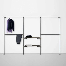 Elbise Askılığı Portmanto Üç Bölümlü Orta İki Raflı Gardrop Duvar Tipi Su Borusu Retro Tarz Elbise Askılığı Portmanto Üç Bölümlü Orta İki Raflı Gardrop Duvar Tipi Su Borusu Retro Tarz