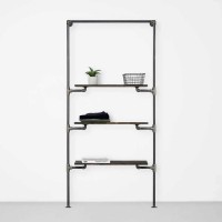 Elbise Askılığı Portmanto Üç Raflı Gardrop Duvar Tipi Su Borusu Retro Tarz Elbise Askılığı Portmanto Üç Raflı Gardrop Duvar Tipi Su Borusu Retro Tarz