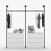 Mağaza Elbise Askısı Vintage Tarz Metal Boru İki Bölümlü Duvar Tipi Mağaza Elbise Askısı Vintage Tarz Metal Boru İki Bölümlü Duvar Tipi