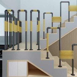 Rustik Merdiven Korkuluğu Retro Tarz U Tipi Basamaklı Rustik Merdiven Korkuluğu Retro Tarz U Tipi Basamaklı